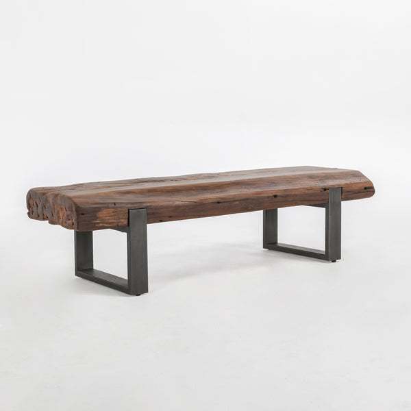 Duarte Reclaimed Pine Wood Bench with Metal Legs