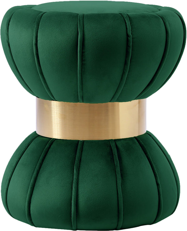 Roberta Ottoman/Stool In Green Velvet