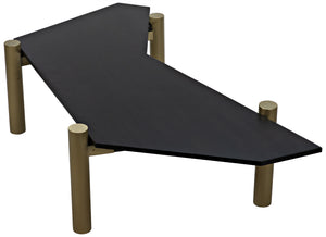 Tabu Ebony Walnut Coffee Table with Antique Brass-Finished Legs