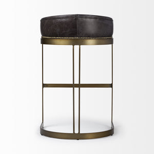 Hollyfield 20.5L  x 19.75W x 32.75H Black Leather Seat Gold Metal Base Stool