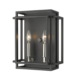 Titania 2 Light Wall Sconce in Black + Brushed Nickel Finish