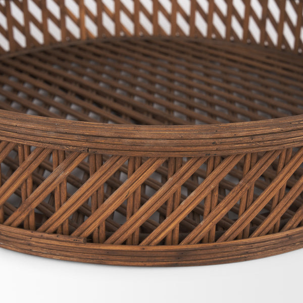 Thala Medium Brown Round Wicker Tray (Set of 2)
