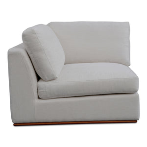 Moe's Rue Corner Chair Off White with Wood Base