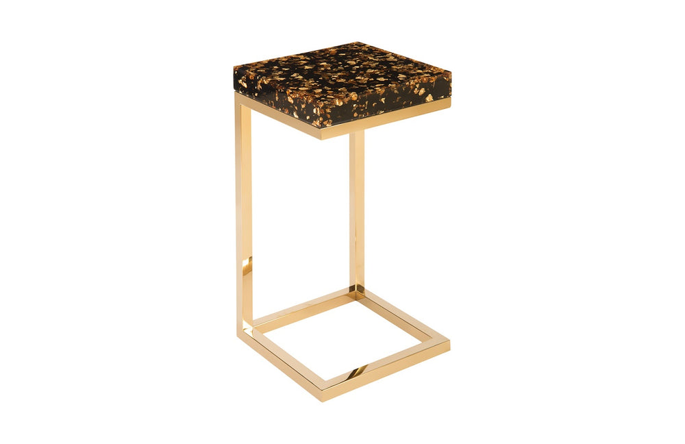 Captured End Table, Gold Flake, Plated Brass Base