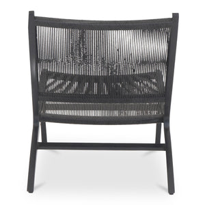 Palma Outdoor Lounge Chair in Black Teak and Wicker