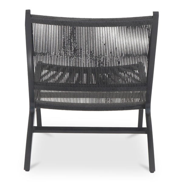 Palma Outdoor Lounge Chair in Black Teak and Wicker