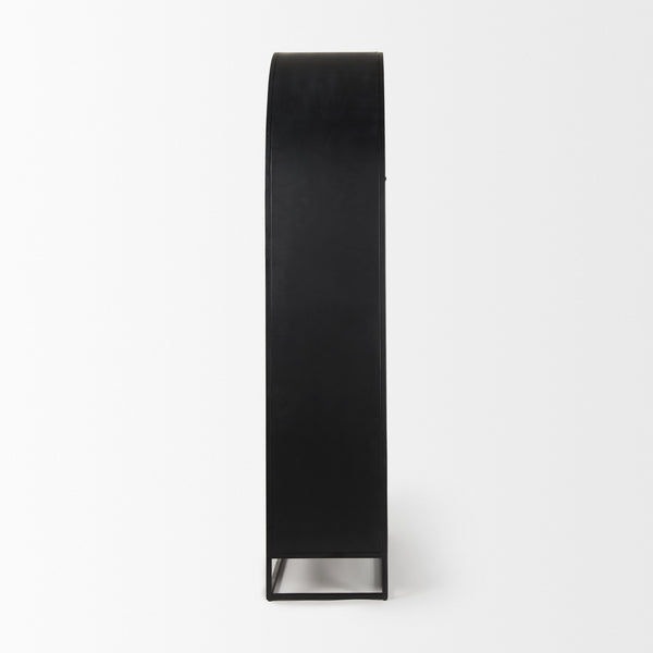 Sloan 85.5H Black Wood W/Black Metal Frame Arch Cabinet