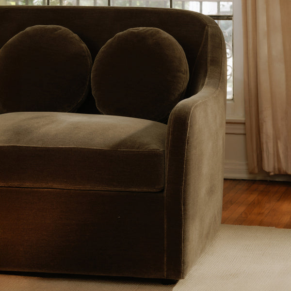 Moe's Rialto Sofa in Dark Green Faux Mohair
