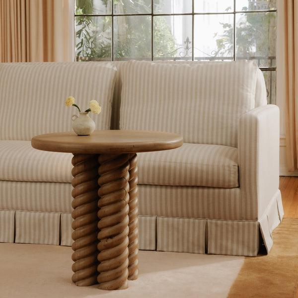Treccia Side Table with Braided Base in Natural Oak