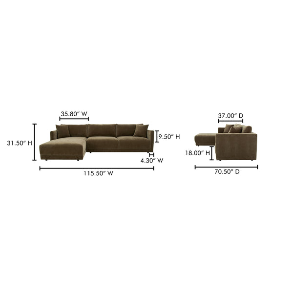 Moe's Bryn Sectional Left Green with Eco Materials