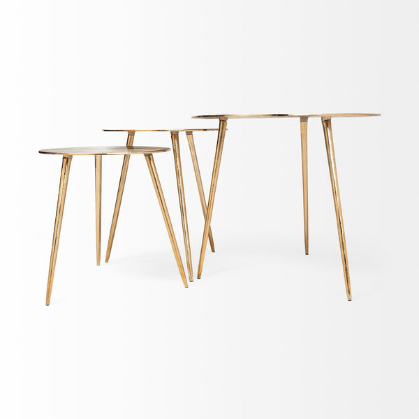 Reva III (Small) 16L x 16W Gold Round Top Cast Aluminum Accent Table