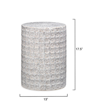 Wildflower Indoor/Outdoor Ceramic Side Table, Cream