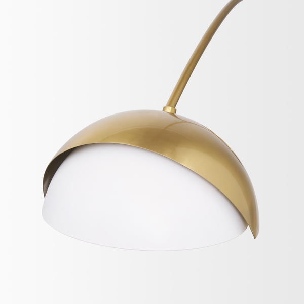 Cybill Brushed Brass w/ White Metal Shades 2-Light Chandelier