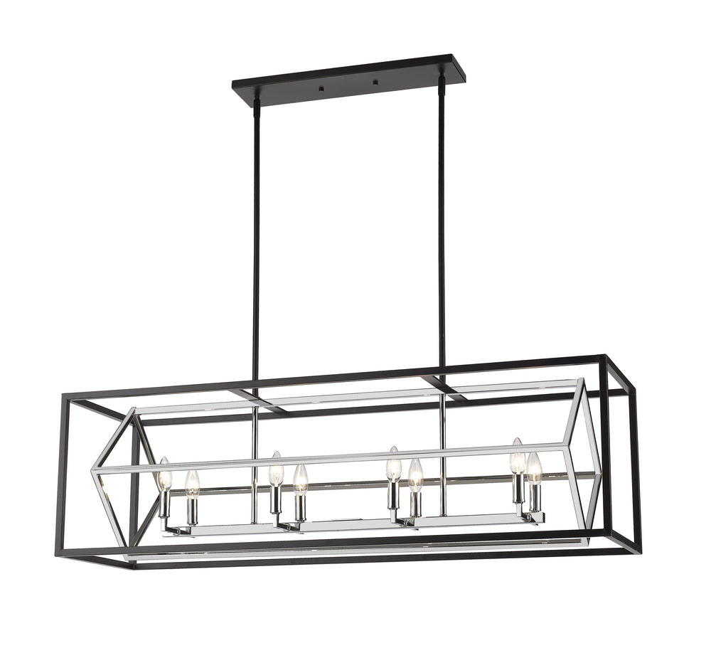 Euclid 8 Light Island/Billiard in Chrome + Matte Black Finish