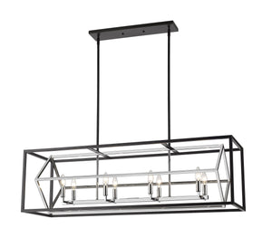 Euclid 8 Light Island/Billiard in Chrome + Matte Black Finish