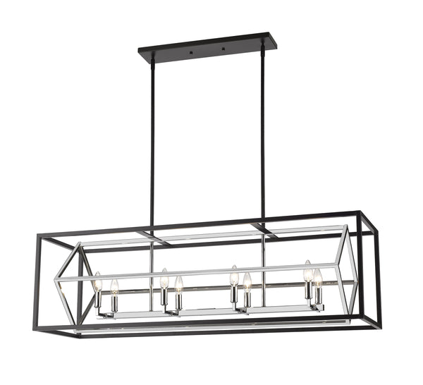 Euclid 8 Light Island/Billiard in Chrome + Matte Black Finish