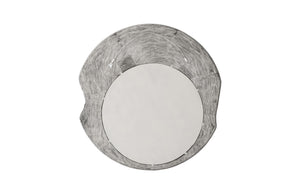 Wood Wall Mirror, Gray Stone, Round