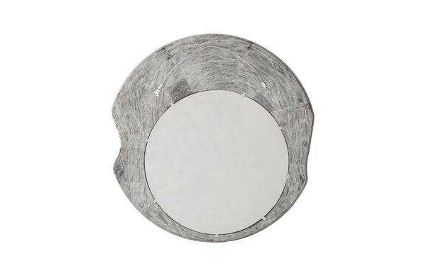 Wood Wall Mirror, Gray Stone, Round
