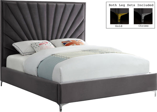 Wilfred Queen Bed In Grey Velvet