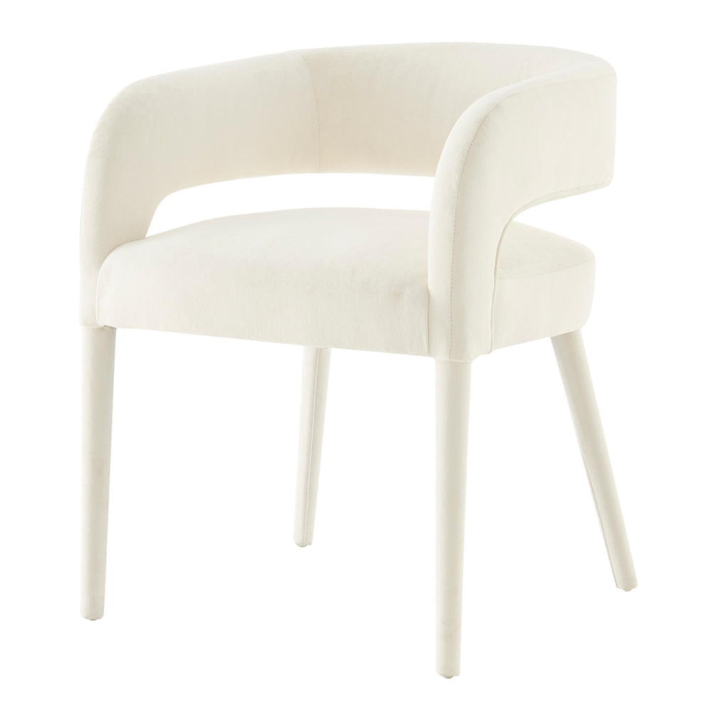 Lauryn Velvet Dining Side Chair, Dainty Cream