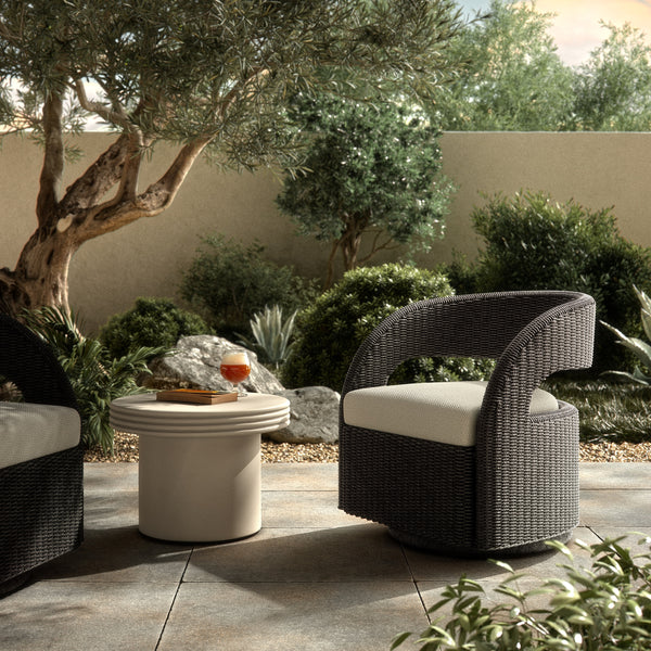 Hawkins Outdoor Swivel Chair in Vintage Coal