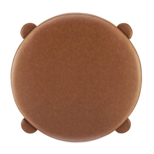 Elora Faux Leather Round Ottoman, Vintage Cider