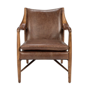 Kiannah Club Chair in Barrel Brown Leather