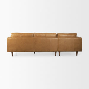 Svend 111.4L x 68.0W x 33.9H Tan Leather Left Chaise Sectional Sofa