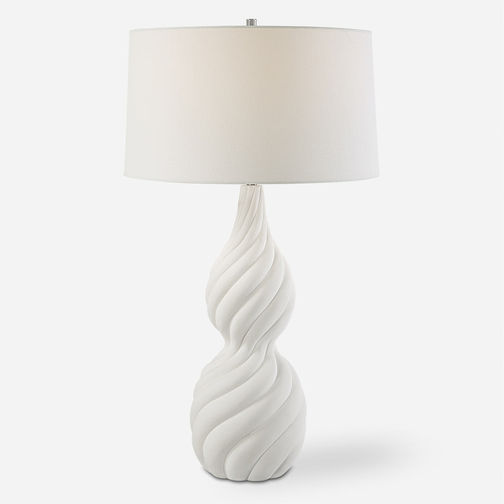Twisted Swirl White Table Lamp