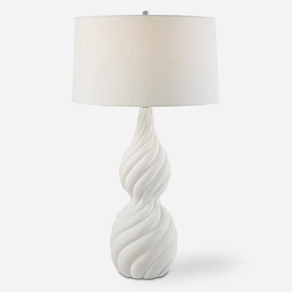 Twisted Swirl White Table Lamp