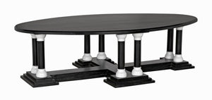 Desoto Coffee Table, Hand Rubbed Black and Solid White