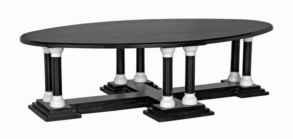 Desoto Coffee Table, Hand Rubbed Black and Solid White