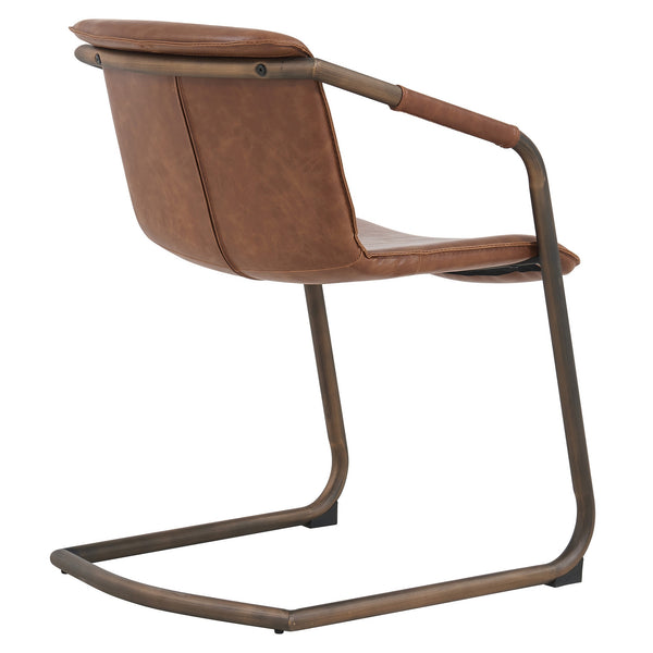 Indy Side Arm Chair Rubbed Gold Frame In Antique Cigar Brown