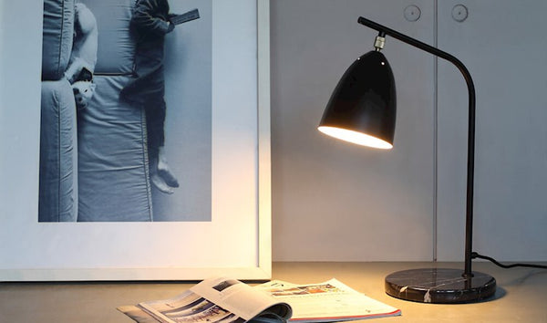 Loren Modern Table Lamp Matt - Black/White Marble