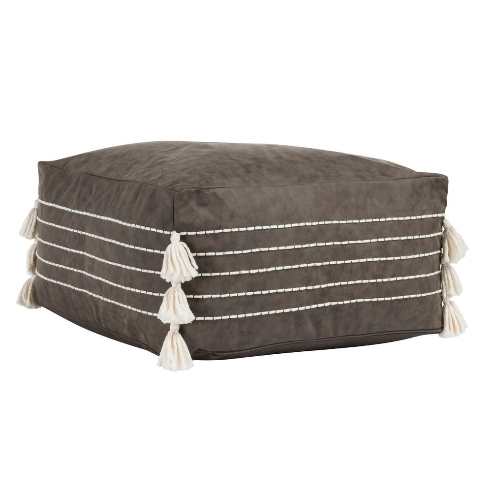 Ezekiel Vegan Leather Pouf, Brown