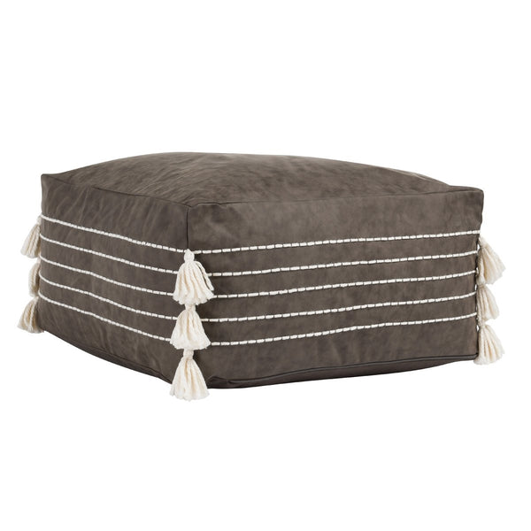 Ezekiel Vegan Leather Pouf, Brown