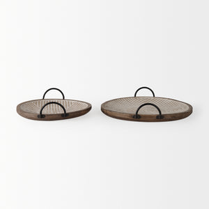 Jamila 16.9L x 16.8W x 43.3H Set of 2 Brown Wooden Tray