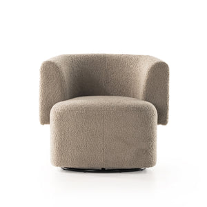 Tybalt Swivel Chair In Sheepskin Camel