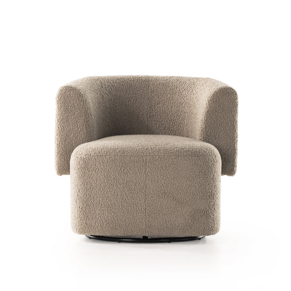 Tybalt Swivel Chair In Sheepskin Camel