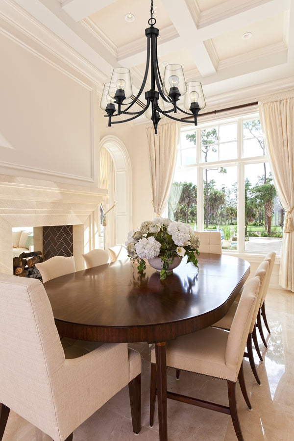 Joliet 5 Light Chandelier in Matte Black Finish