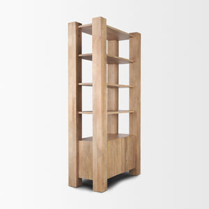 Beth Light Brown Wood w/ Open and Closed Storage Shelving Unit