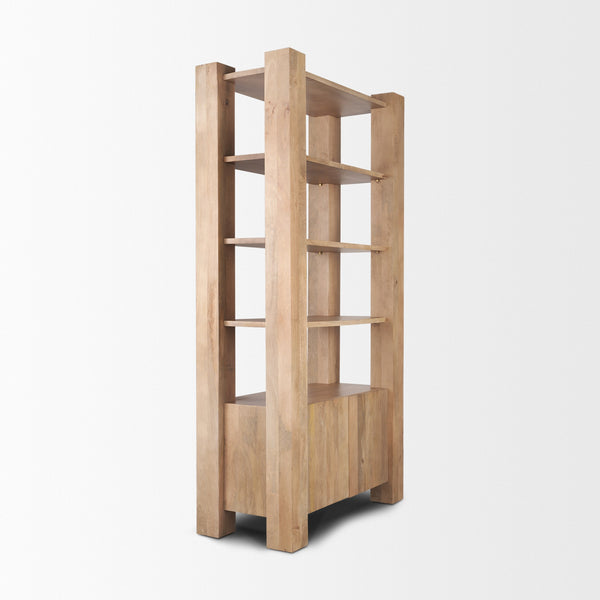 Beth Light Brown Wood w/ Open and Closed Storage Shelving Unit