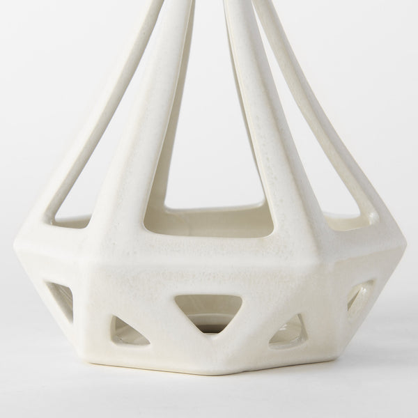 Hood  7.7L x 7.7W x 9.4H White Geometric Ceramic Object