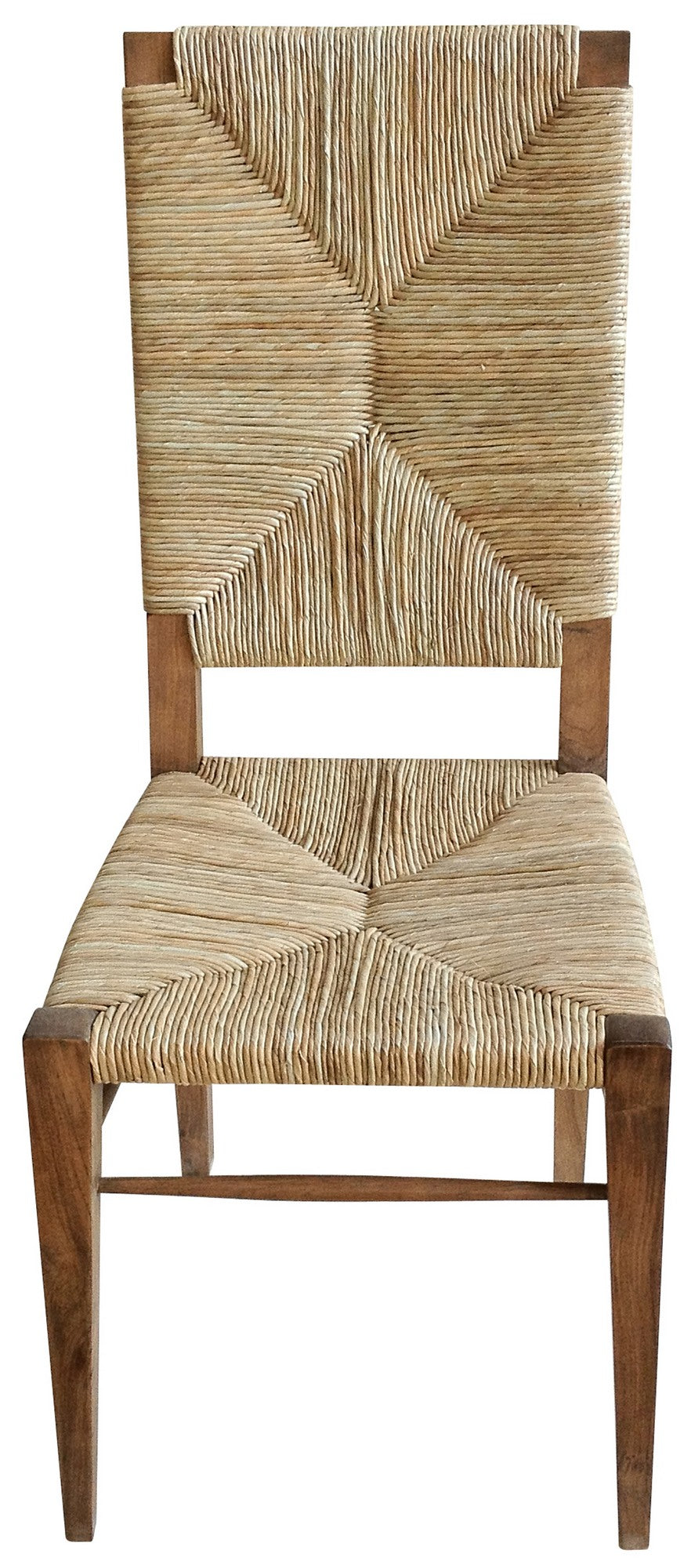 Neva Teak Chair with Rush Seagrass Seat in Clear Coat Flat Finish