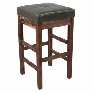 Valencia Bonded Leather Counter Stool Drift Wood Legs In Vintage Gray