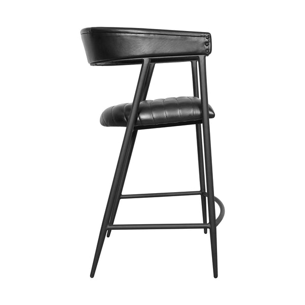 Preston Leather Counter Stool - Midnight Raven