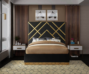 Lionel Queen Bed In Black Velvet