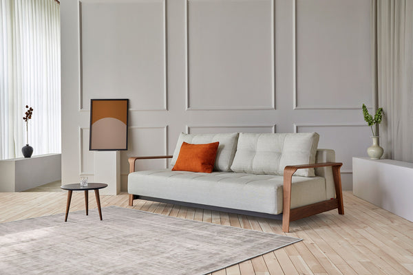 RAN D.E.L. SOFA BED in MIXED DANCE NATURAL FABRIC WITH Dark wood LEGS 527