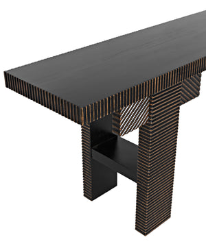 Nabu Mahogany Console in Hand-Rubbed Black with Light Brown Accents