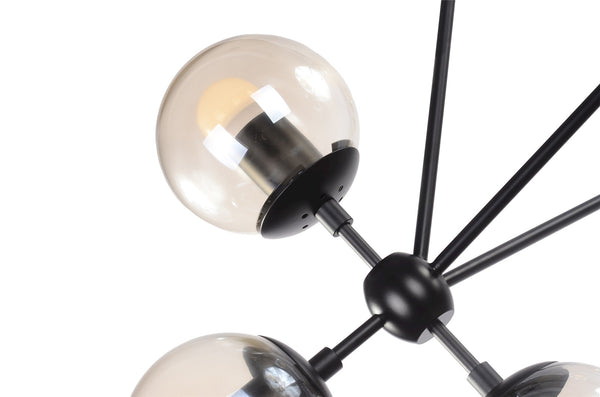 Hodge Pendant Lamp In Black /Cognac Glass